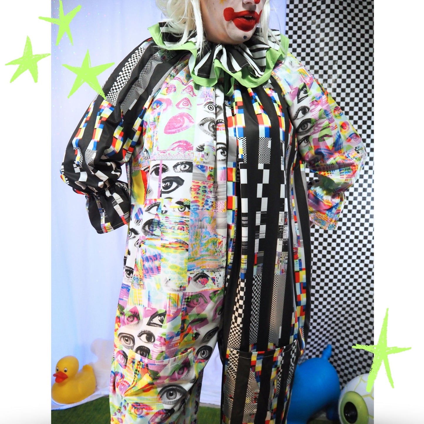 Glitchy Chaos Pro Clown Suit and Collar Set