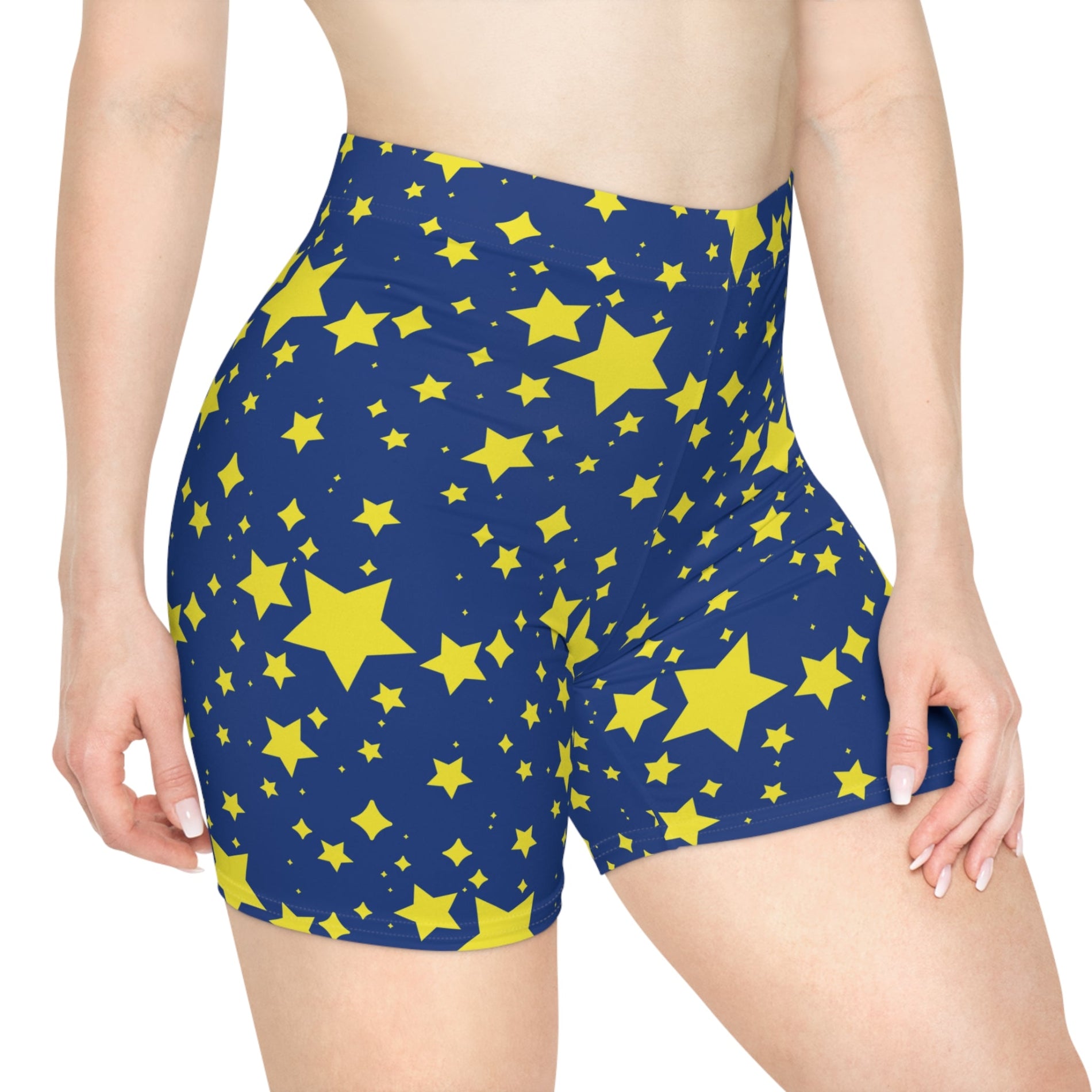 cute navy and gold womens bike shorts with gold stars