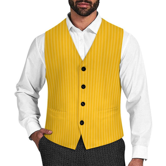 golden yellow mens suit vest with lighter yellow shadow stripes