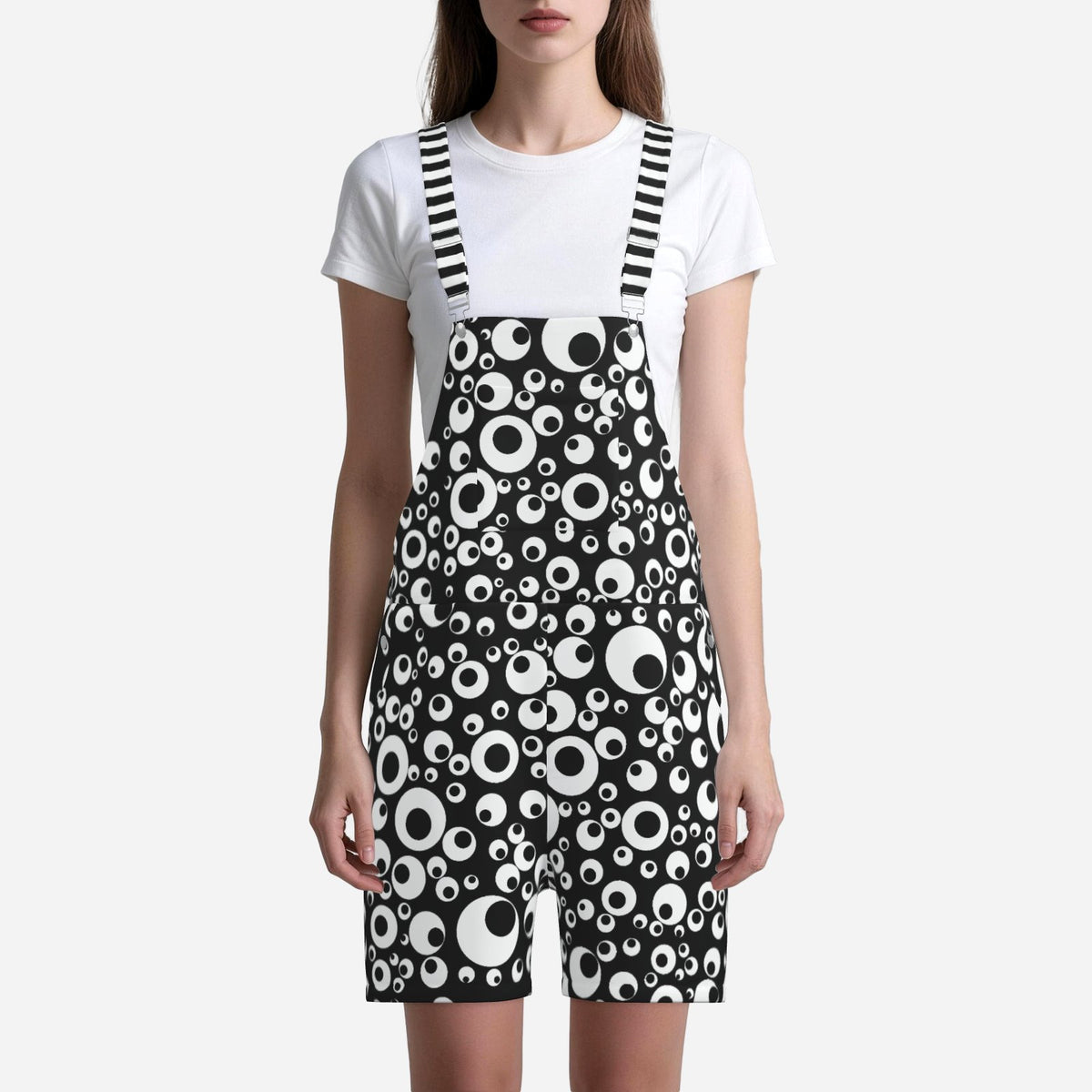 Shortie Overalls Googly Eyes Weirdcore Dungaree Shorts Romper
