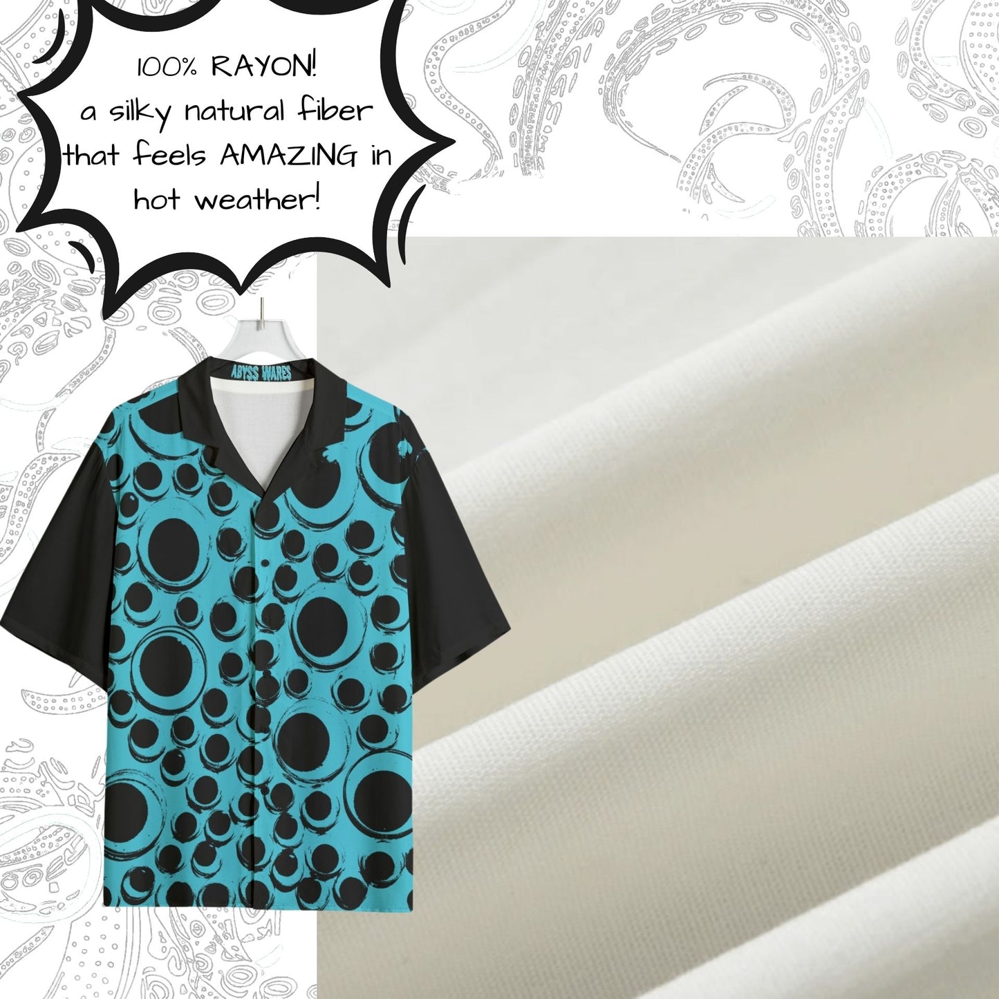 Big Blue Googly Eye Bowling Shirt in Cool Rayon