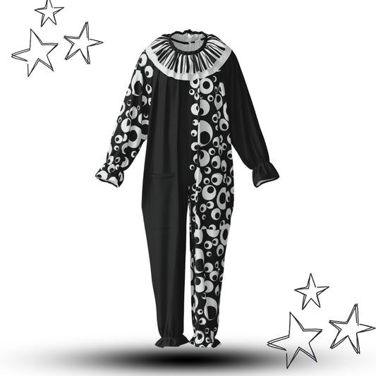Googly Eye Black White Clown Suit w Collar