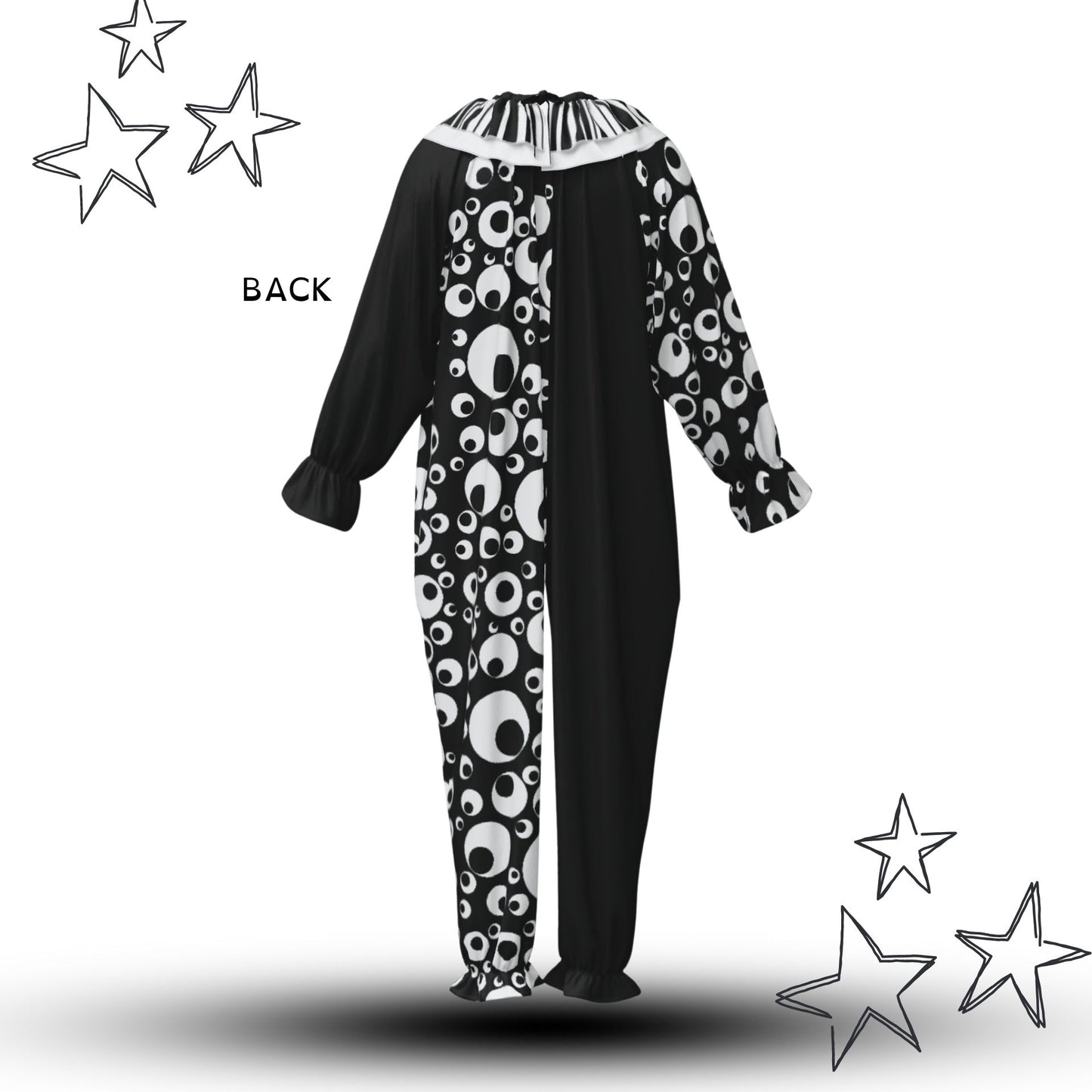 Googly Eye Black White Clown Suit w Collar