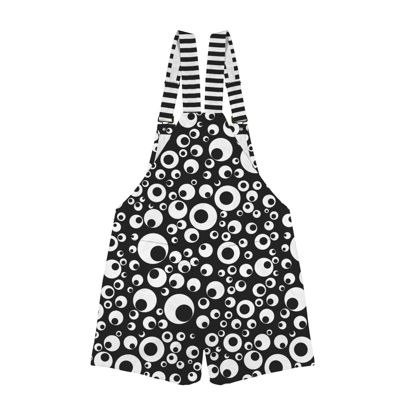 Googly Eye Shortie Overalls  flat back view