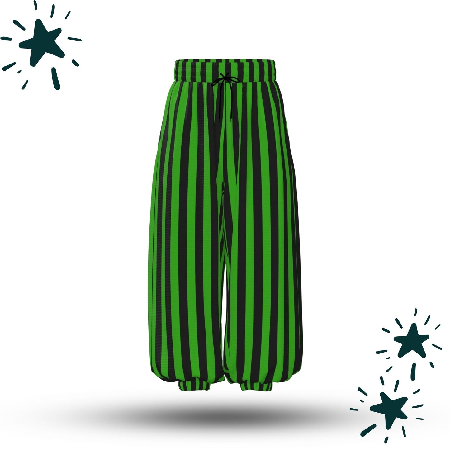 Frog Green Black Stripe Circus Clown Pants