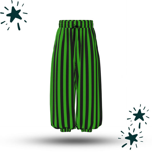 Frog Green Black Stripe Circus Clown Pants