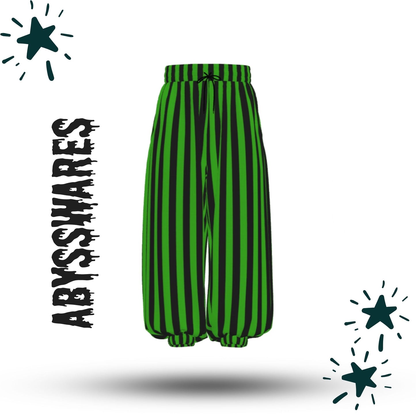 Frog Green Black Stripe Circus Clown Pants