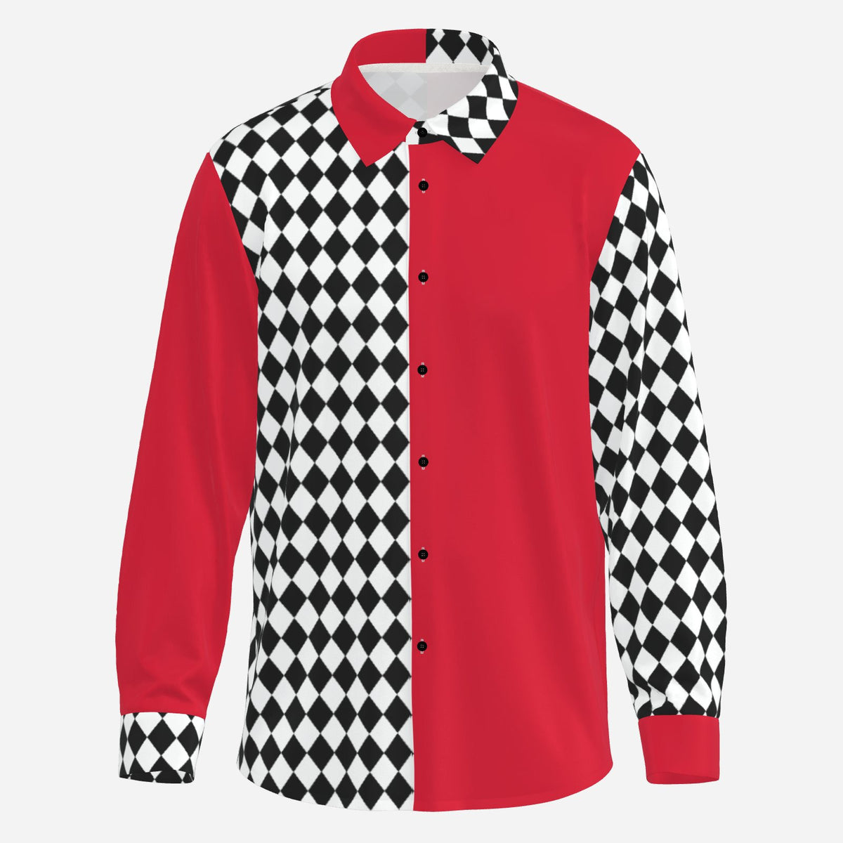 Poker Joker Red BW Harlequin Herren Satinhemd