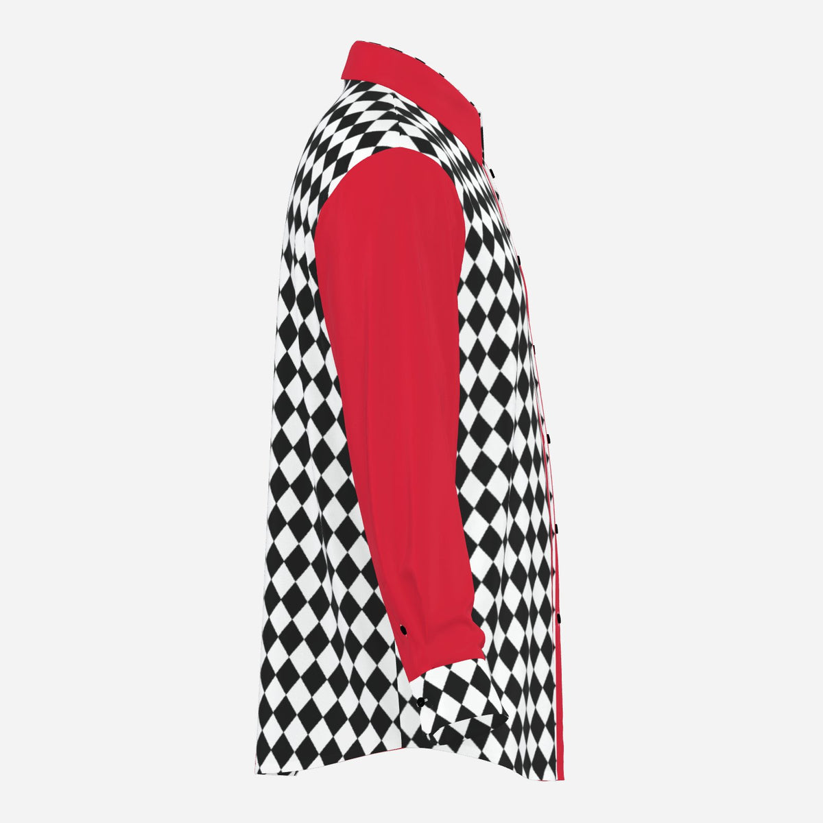 Poker Joker Red BW Harlequin Herren Satinhemd