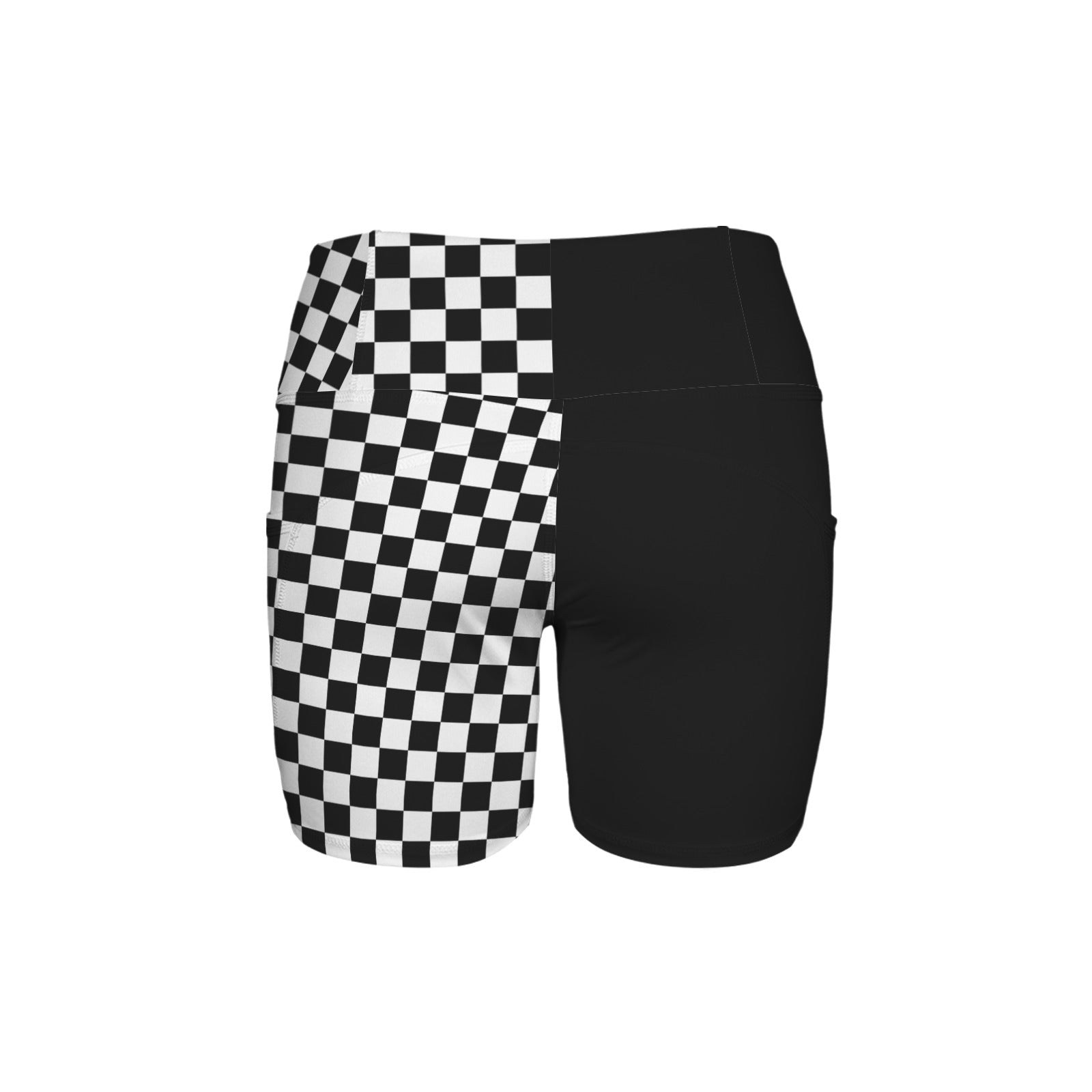 Black and white checkered shorts on a white background