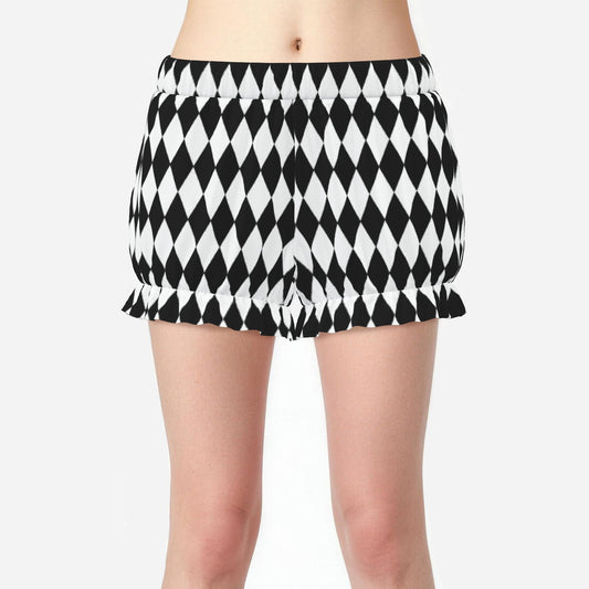 Pufflette Pants Harlequin Knickers Black and White Ruffle Clown Shorts