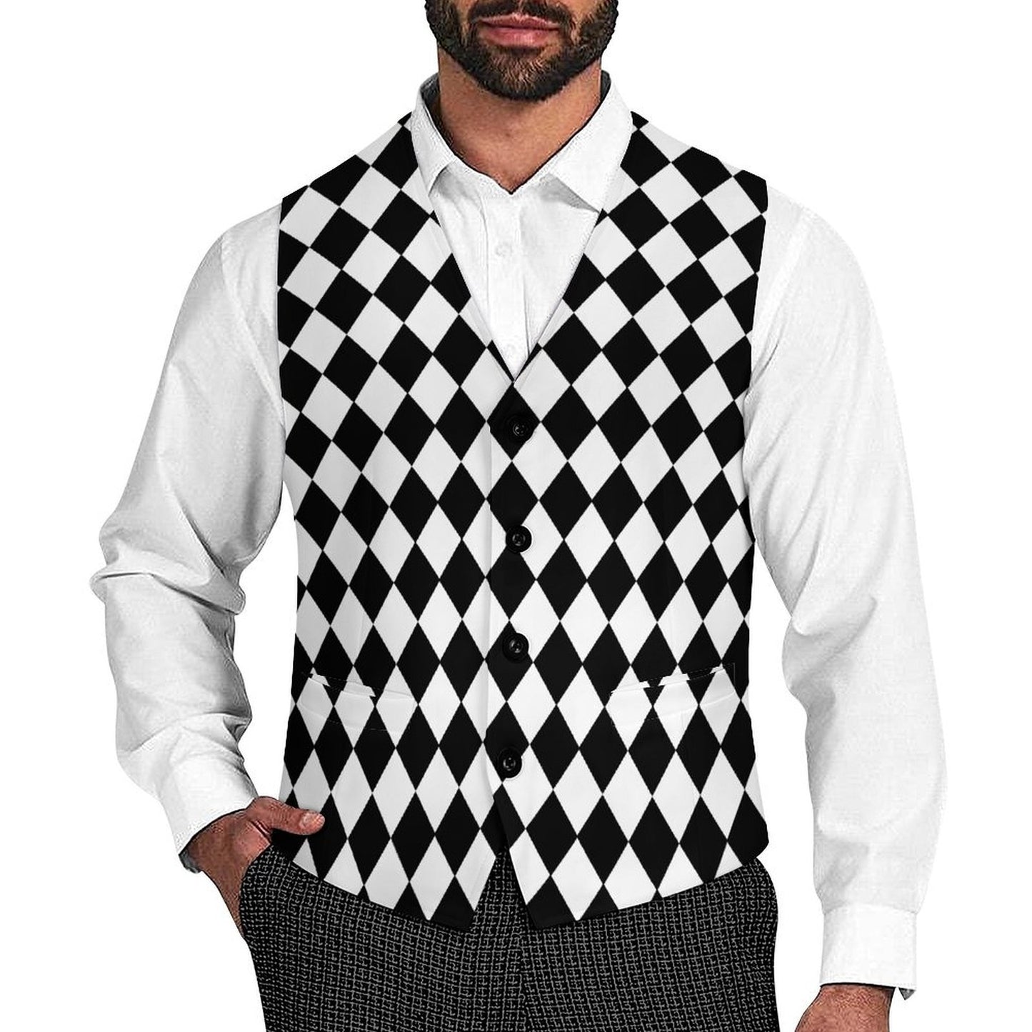 Harlequin Pierrot Jester Vest Mens Fancy Waistcoat