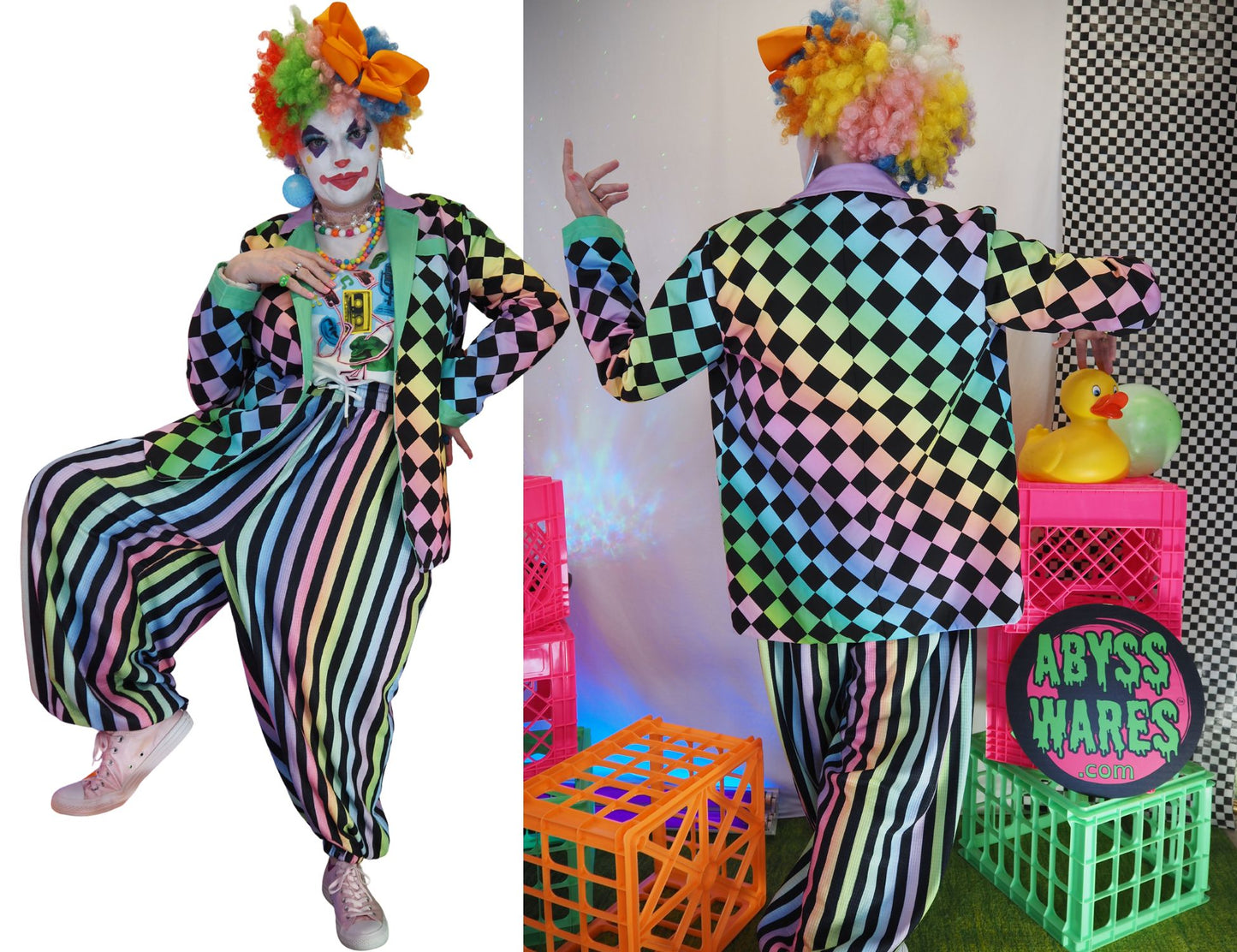 Harlequin Rainbow Cotton Clown Jacket