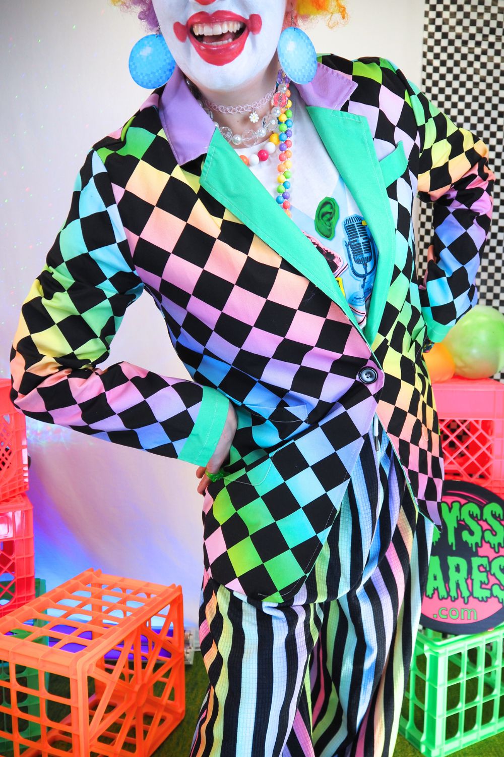Harlequin Rainbow Cotton Clown Jacket