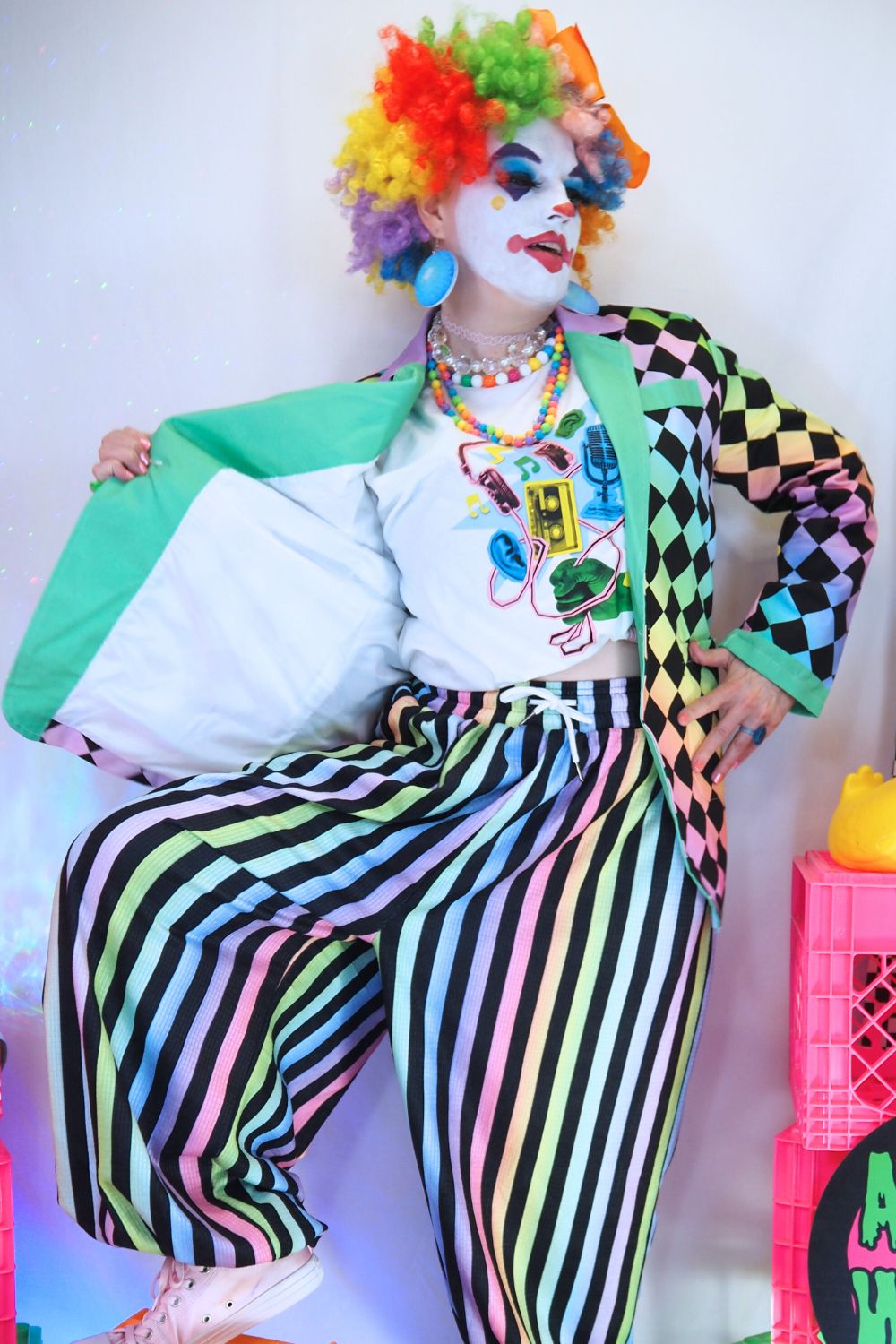 Harlequin Rainbow Cotton Clown Jacket