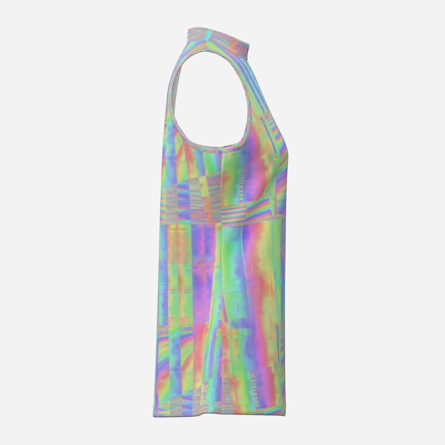 Holo Glitch Rainbow Mockneck Tank Top