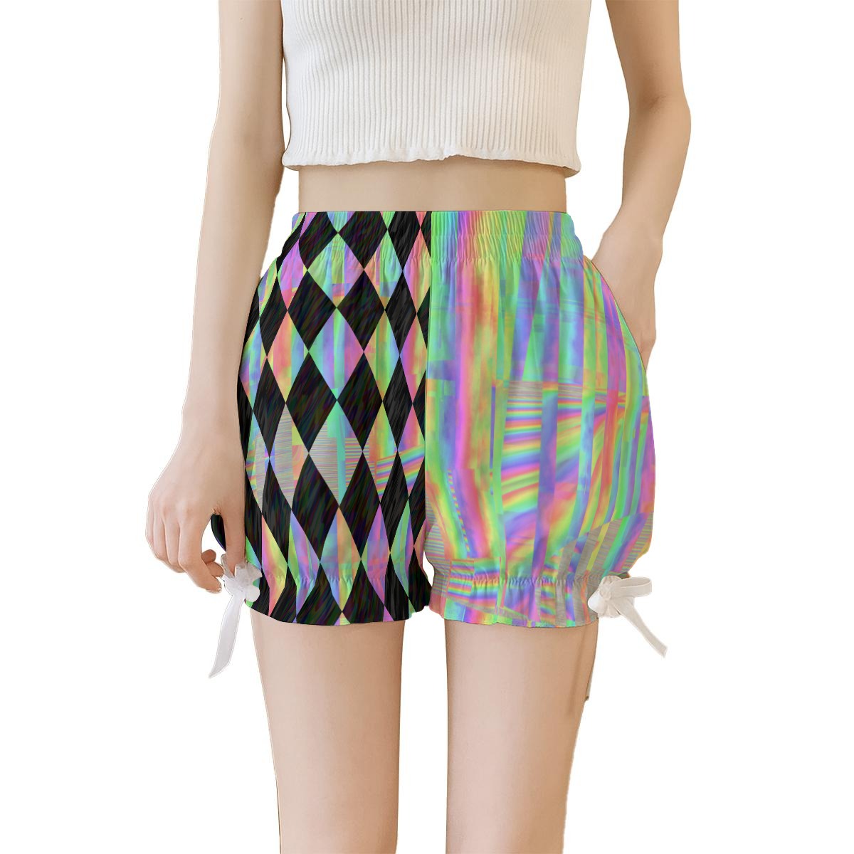 Holo Harlequin Jester Knickers Rave Clown Shorts