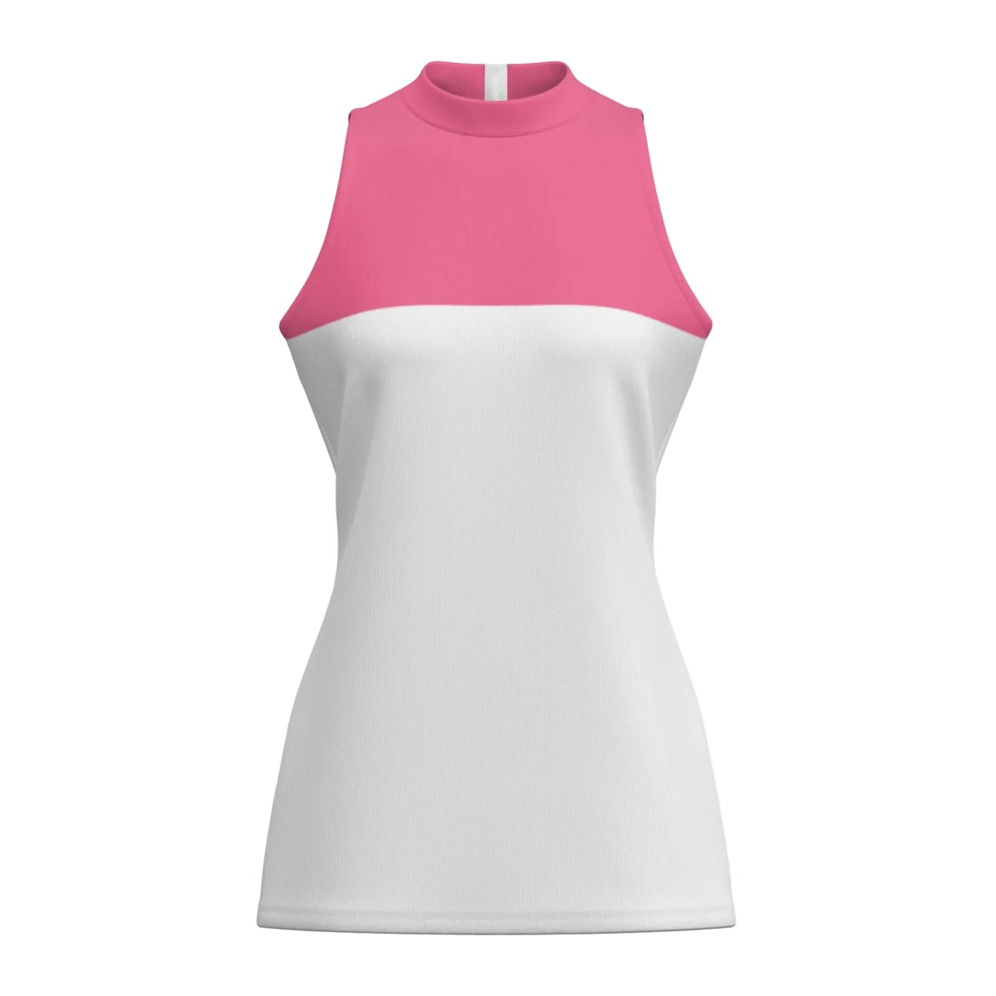 Hot Pink White Colorblock Mockneck Tank Top