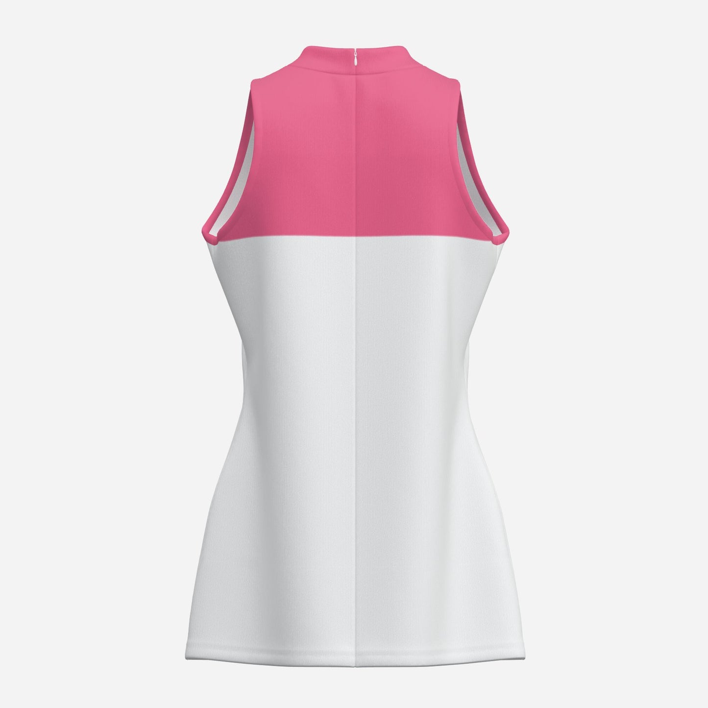 Hot Pink White Colorblock Mockneck Tank with back zip at neck