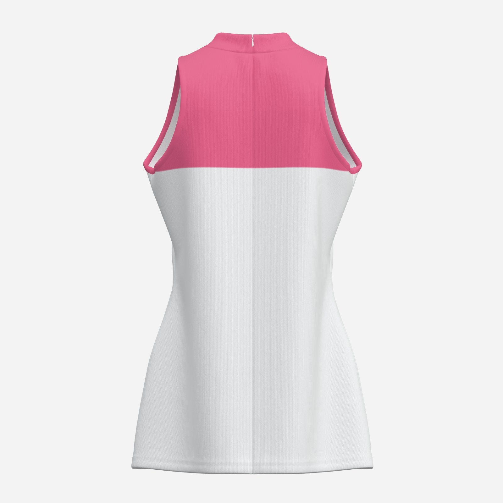 Hot Pink White Colorblock Mockneck Tank with back zip at neck