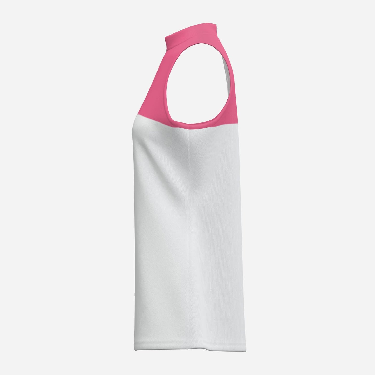 Hot Pink White Colorblock Mockneck Tank side view