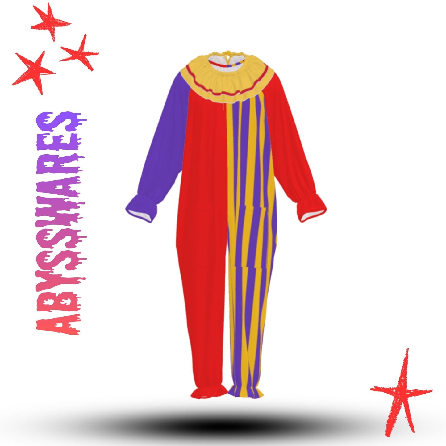 Humorous Jester Clown Suit w Collar