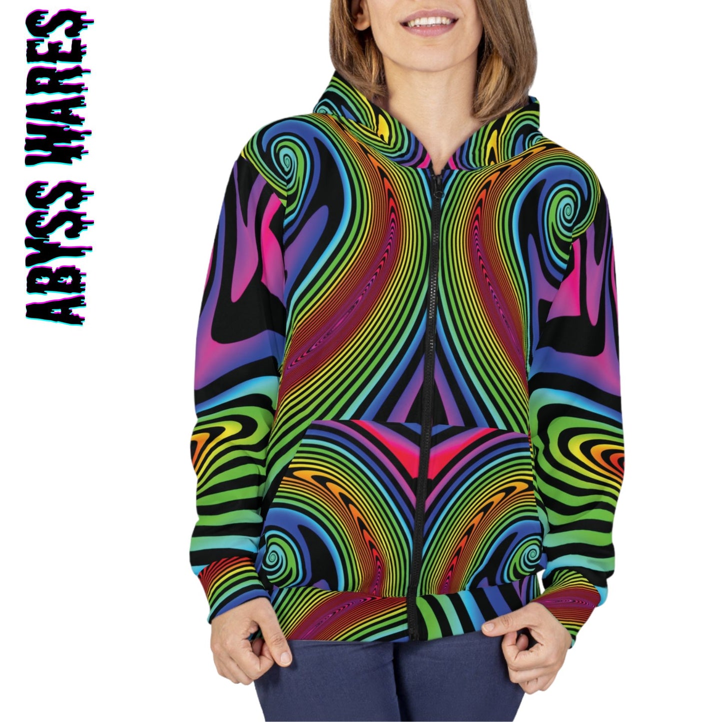 Hypno Rainbow Zip Up Hoodie