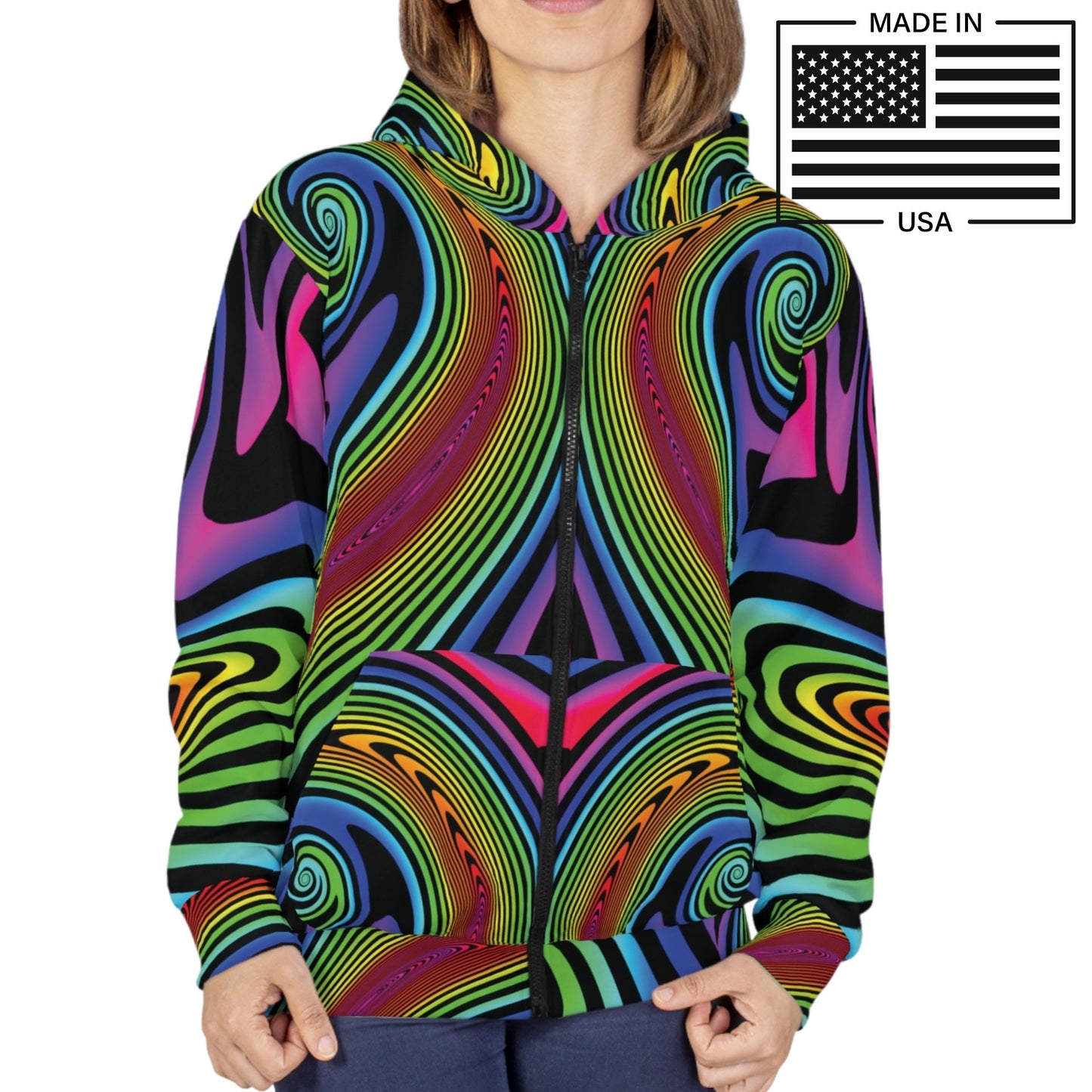 Hypno Rainbow Zip Up Hoodie