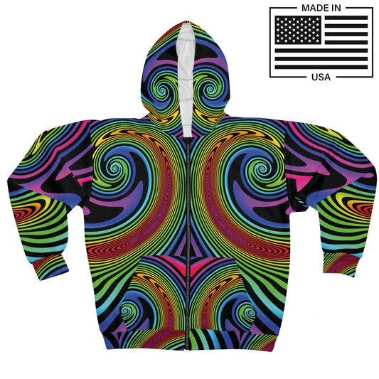 Hypno Rainbow Zip Up Hoodie