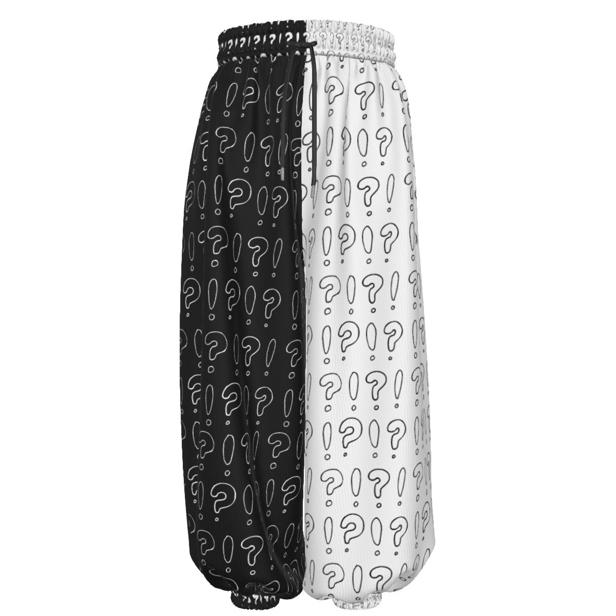 Interrobang On Black n White Baggy Clown Pants
