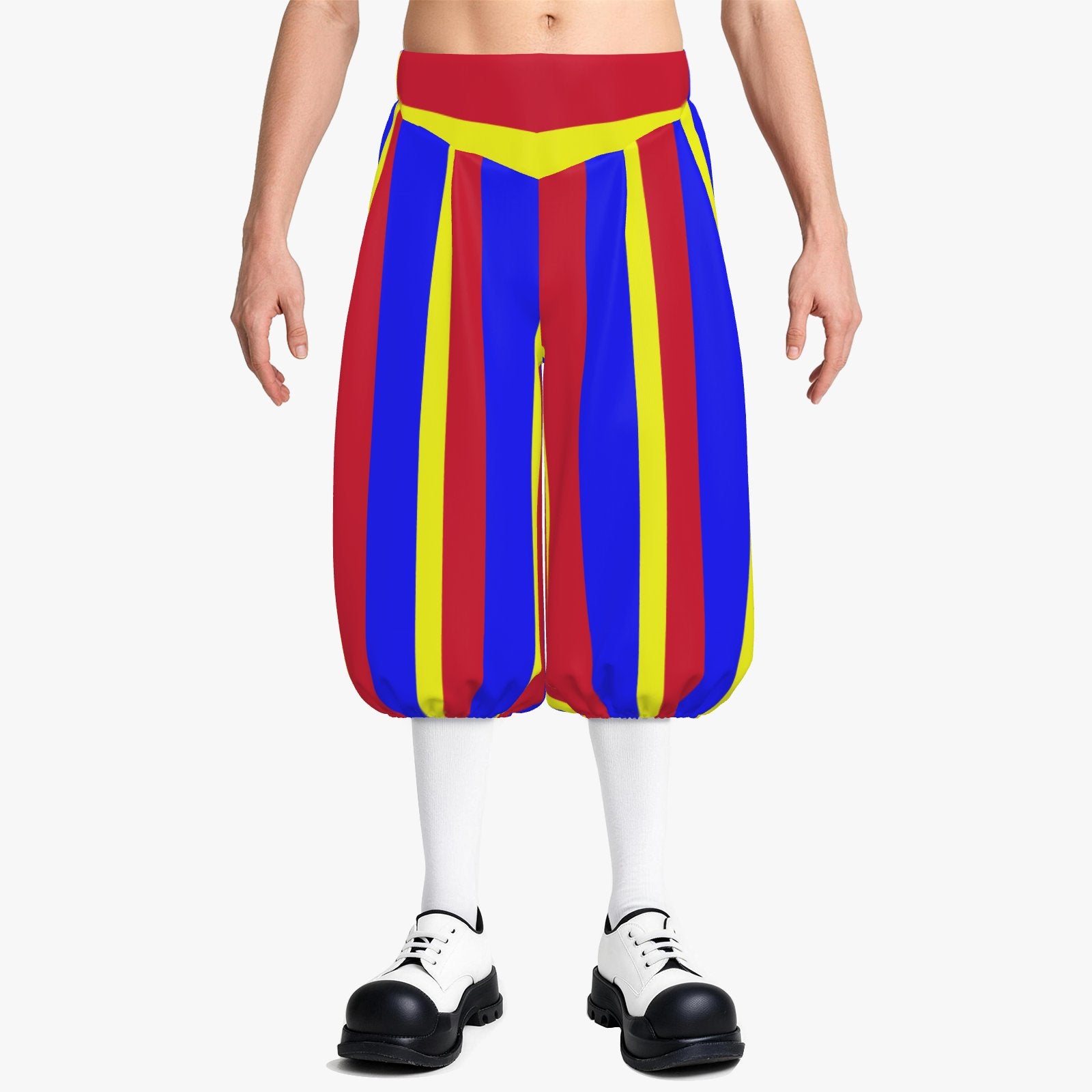 Jester Knickerbockers Primary Stripe Puffy Capri Clown Pants