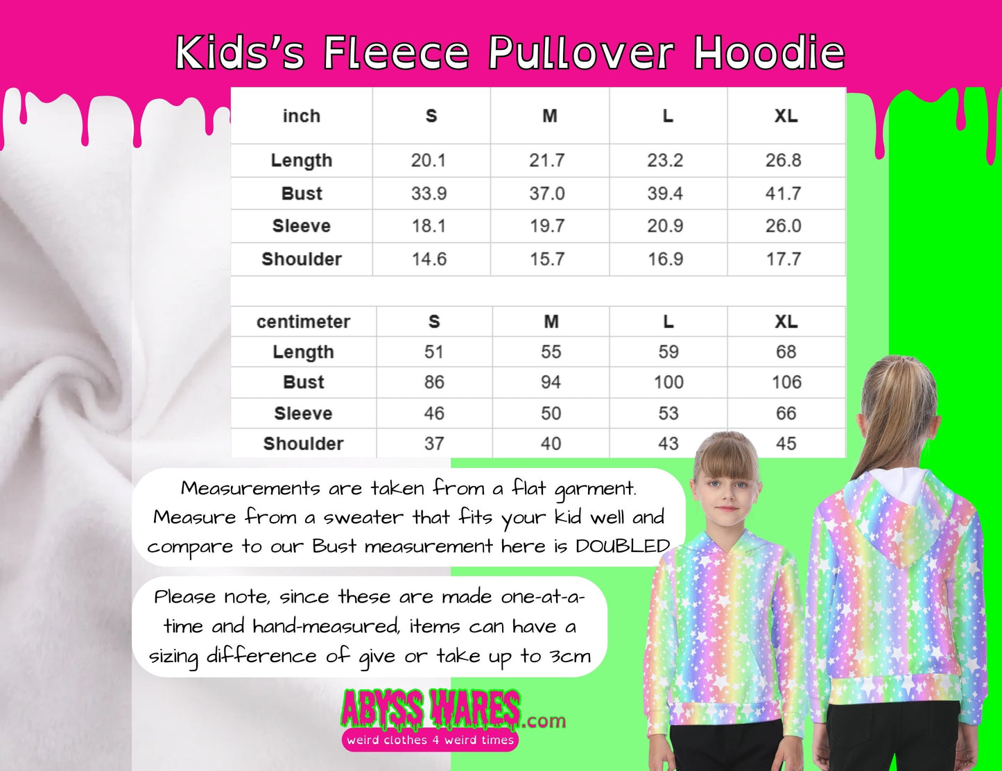Pastel Rainbow Stardust Kids Fleece Pullover Hoodie