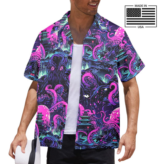 Kraken Invades Tokyo Cthulhu Hawaiian Shirt
