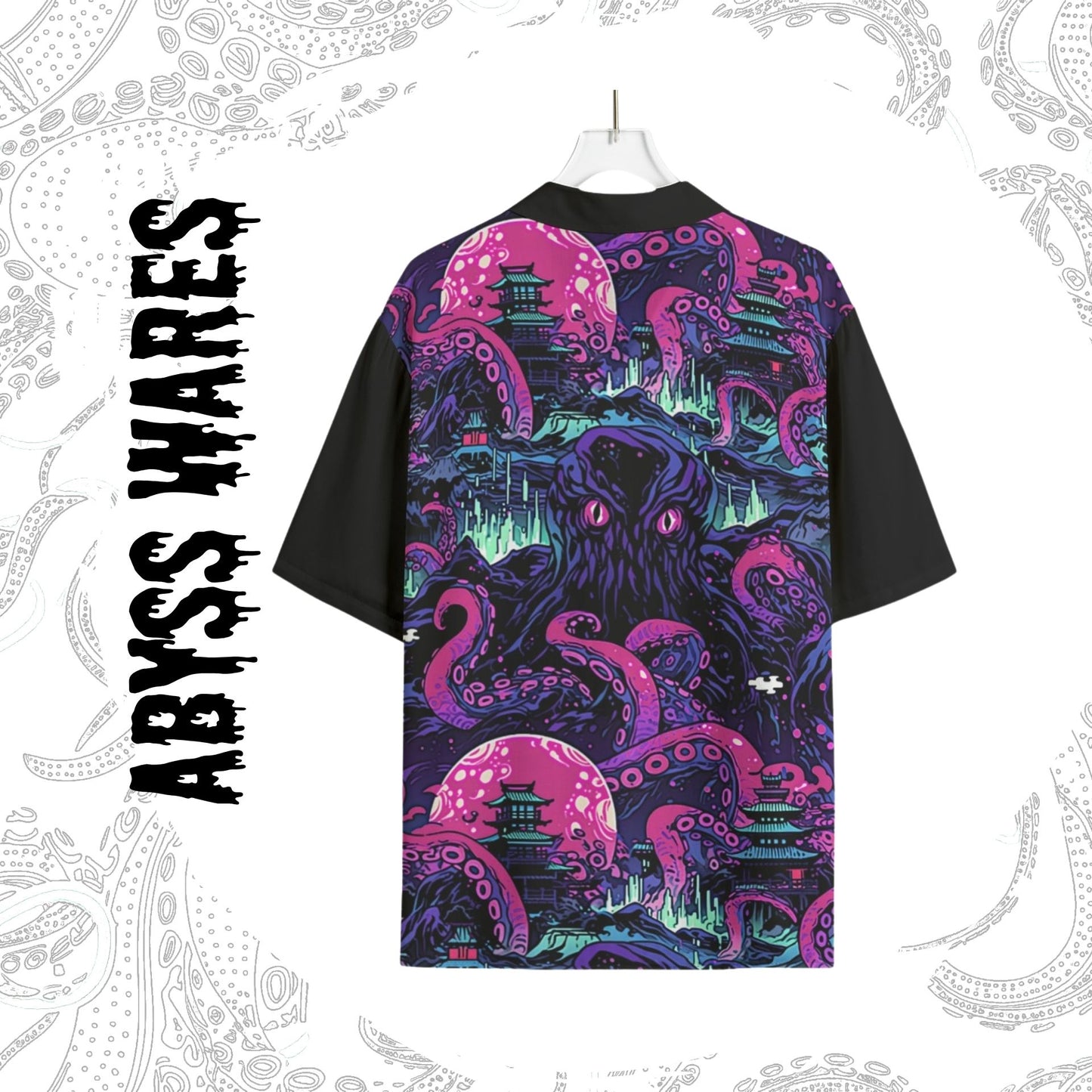 Kraken Invades Tokyo Purple Weirdcore Bowling Shirt