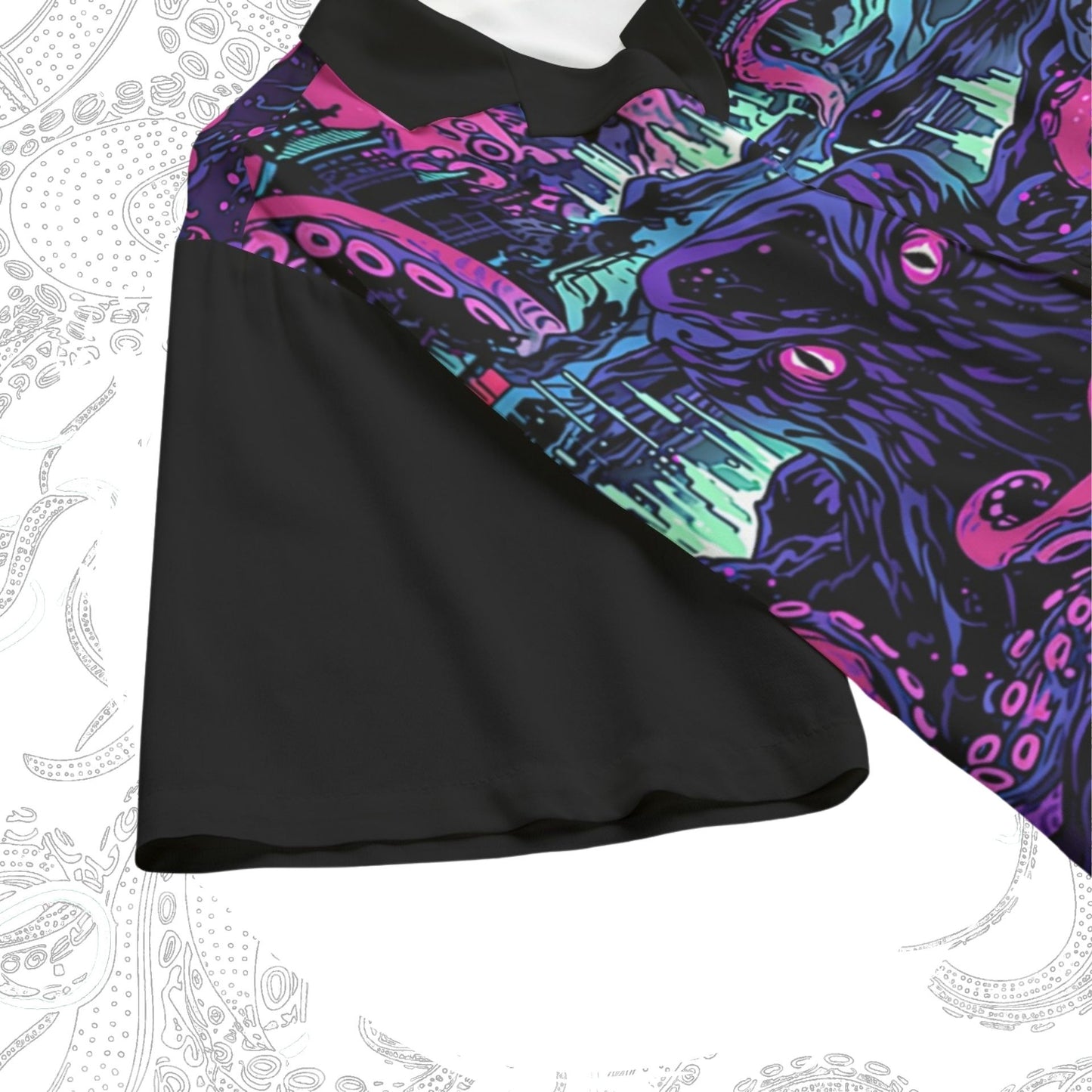 Kraken Invades Tokyo Purple Weirdcore Bowling Shirt