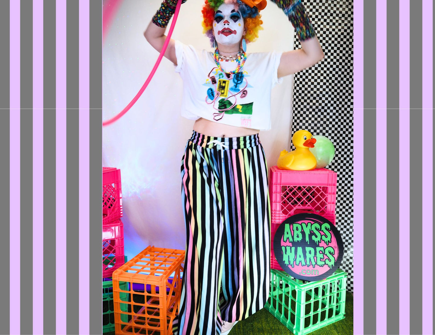 Amethyst Circus Stripe Baggy Clown Pants