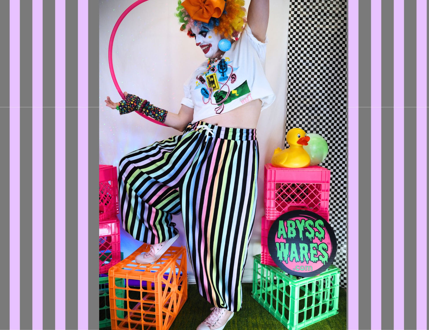 Amethyst Circus Stripe Baggy Clown Pants