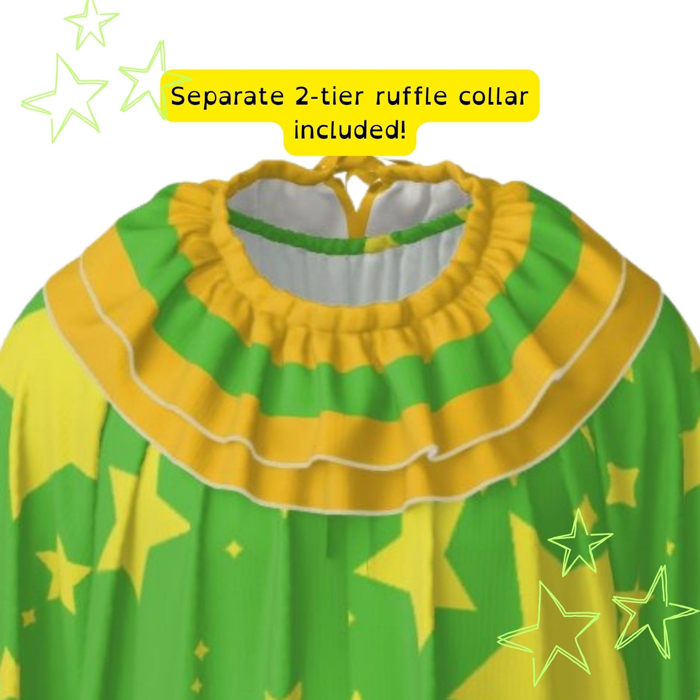 Lemon Lime Stars Pro Clown Suit and Collar Set