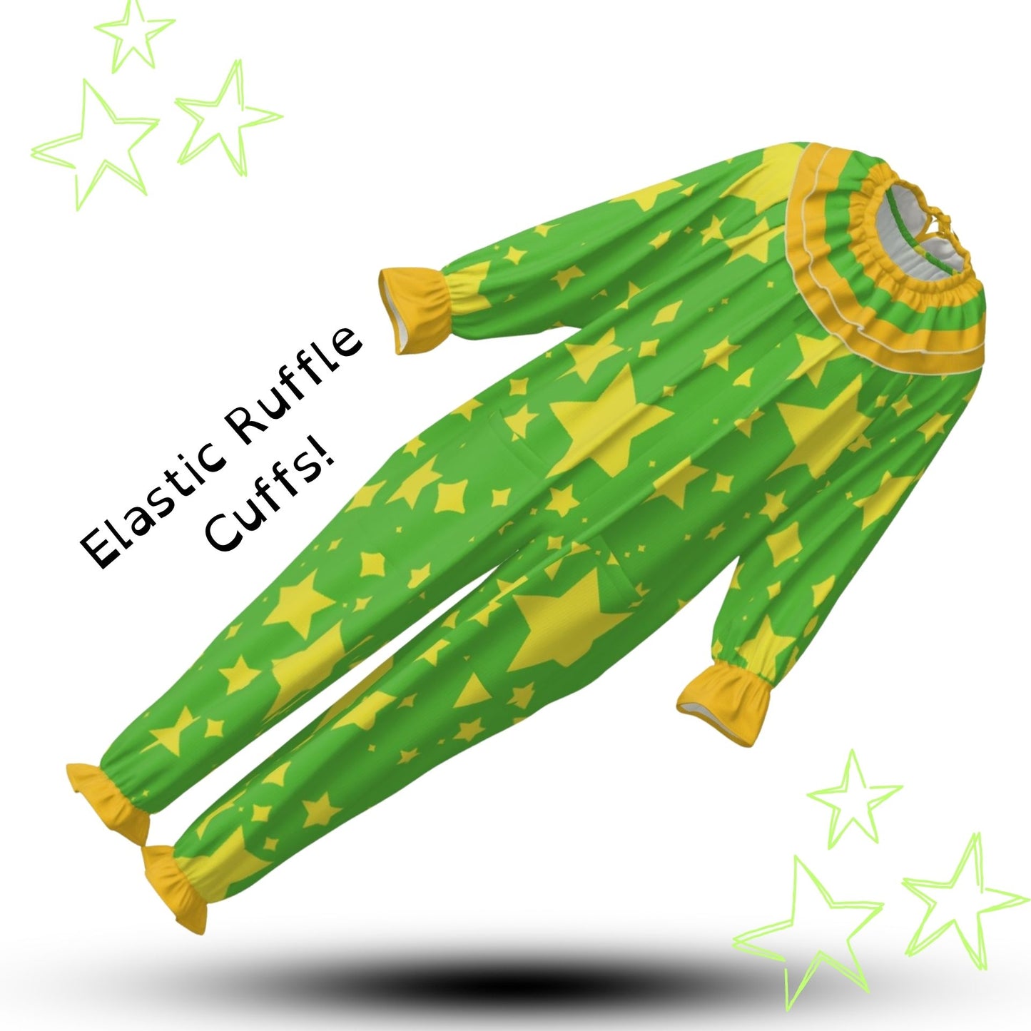 Lemon Lime Stars Pro Clown Suit and Collar Set