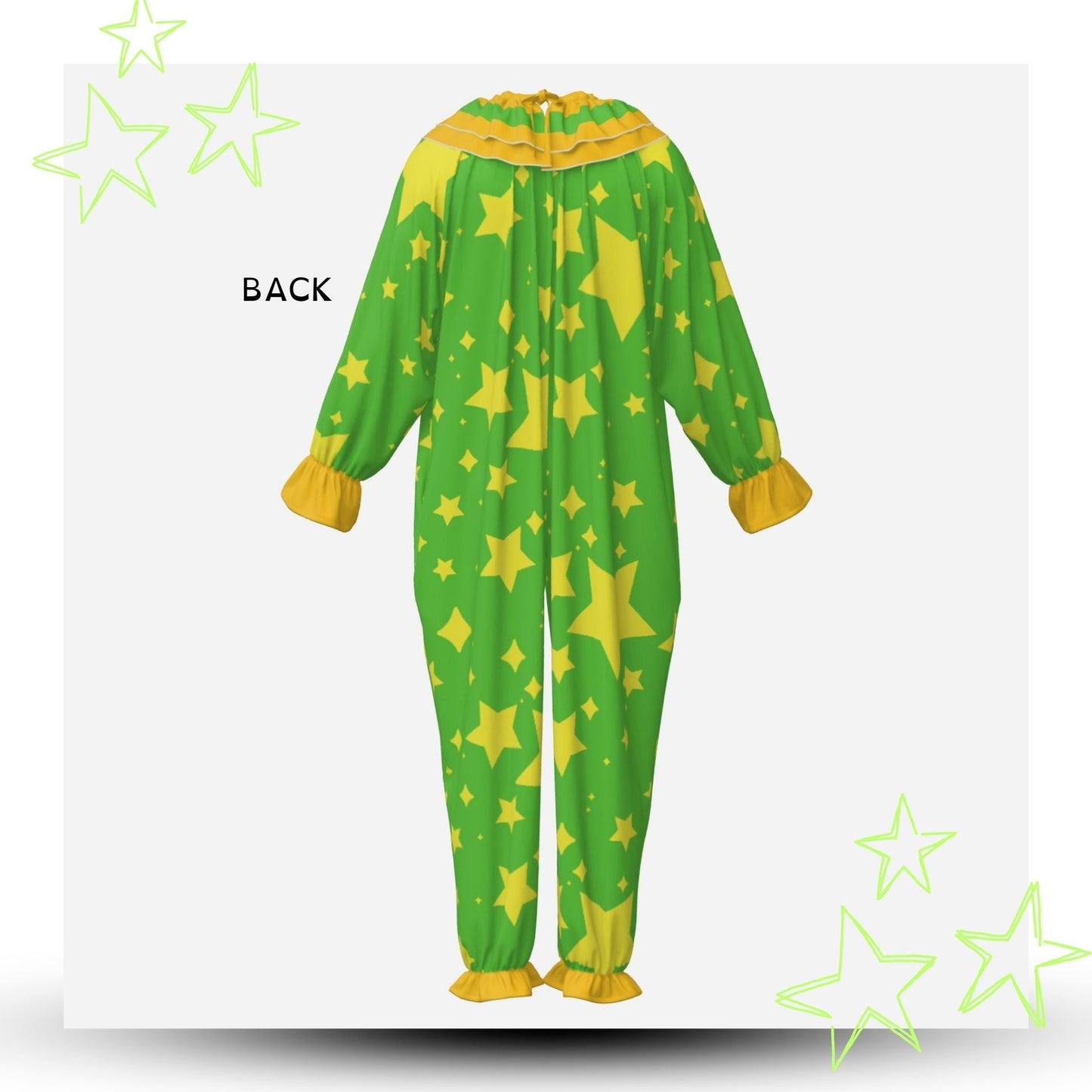 Lemon Lime Stars Pro Clown Suit and Collar Set