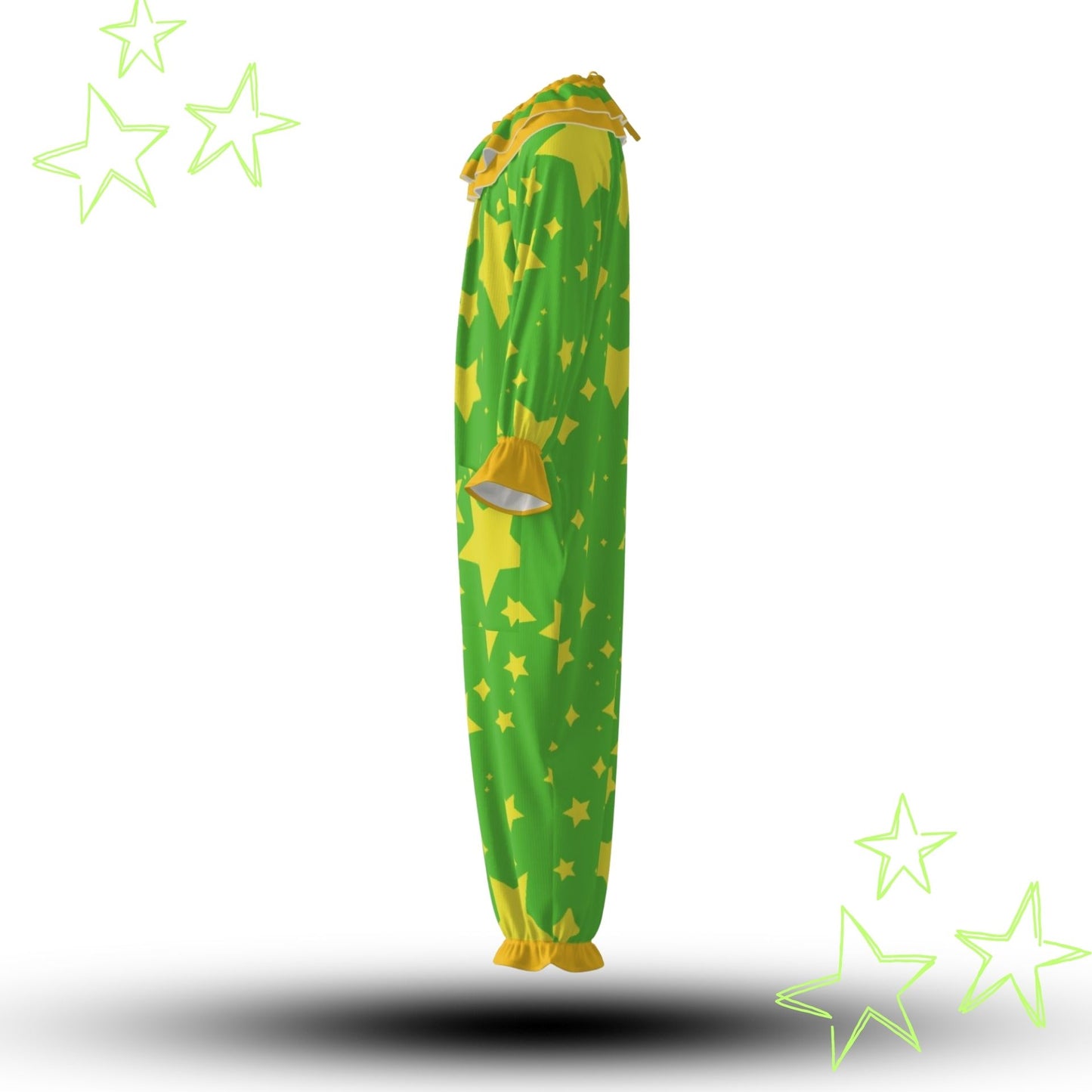 Lemon Lime Stars Pro Clown Suit and Collar Set