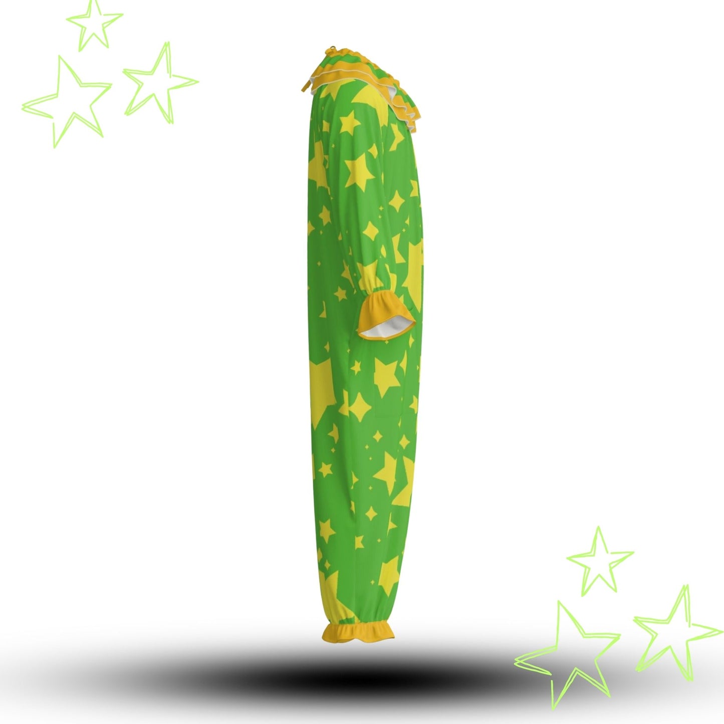 Lemon Lime Stars Pro Clown Suit and Collar Set