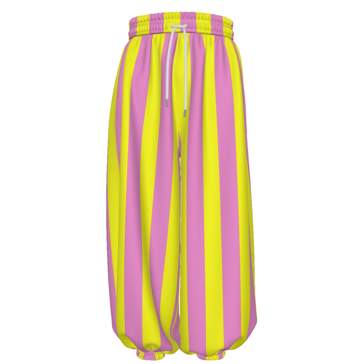 Lemonade Stripe Big Baggy Clown Pants yellow and pink big striped balloon harem style sweatpants
