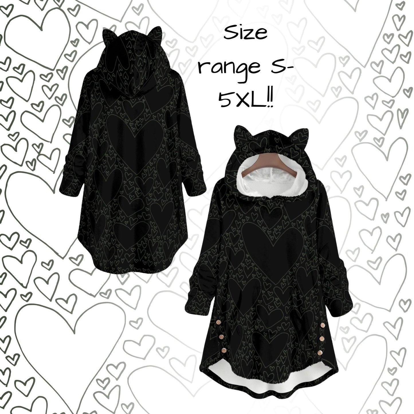 Love Spell Black Cat Ear Hoodie