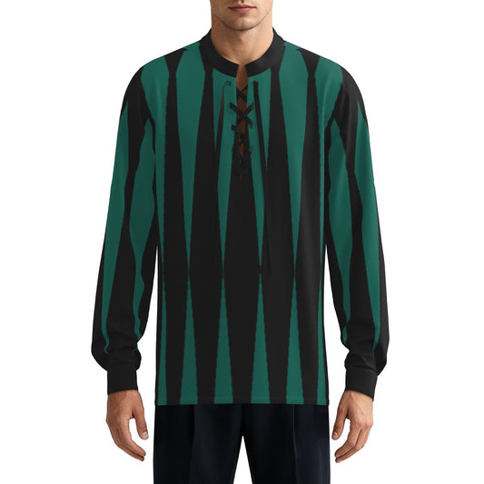 Ludio Laceup Tunic Tourmaline Green Slashed Mens Renfaire Jester Shirt