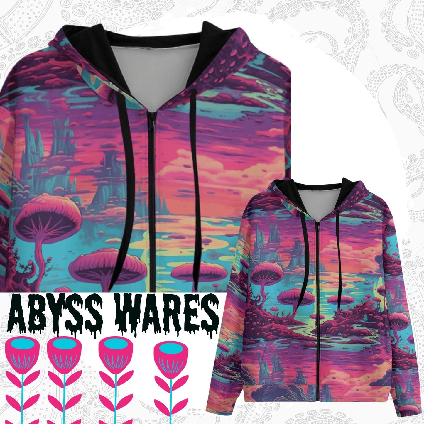 Magic Futures Mushroom Hoodie Mycology Wasteland Post Apocalyptic Scifi Scene Zip Up Hoodie Weird