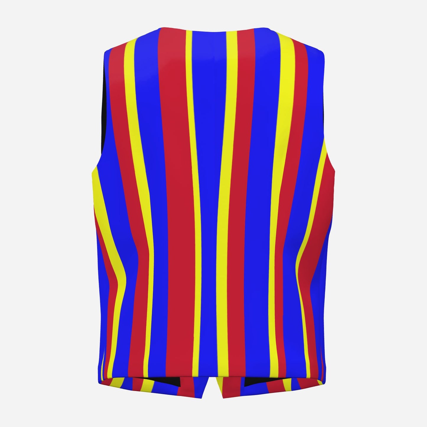 Mens Fancy Vest Clown Stripe Red Blue Yellow Primary Color Waistcoat