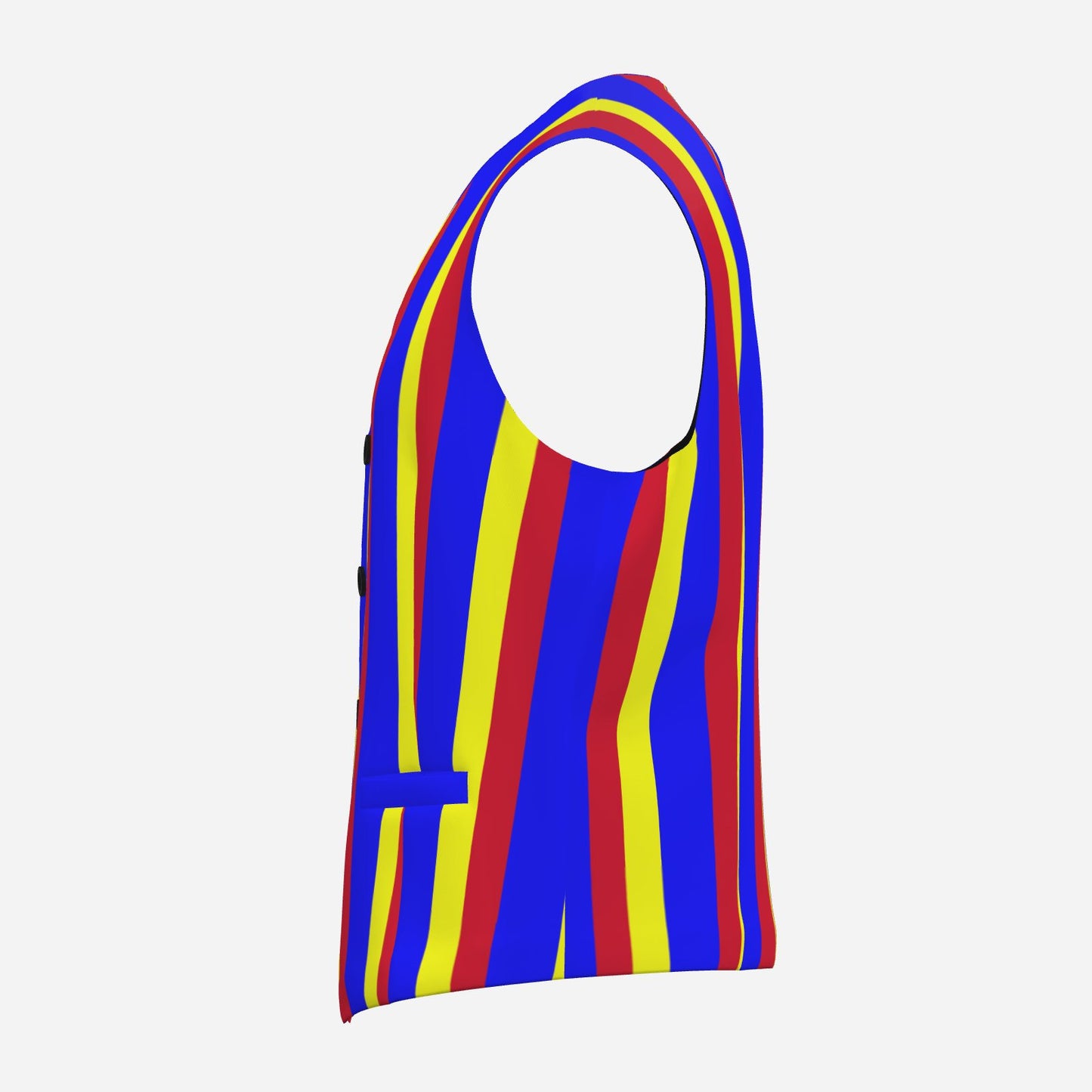 Mens Fancy Vest Clown Stripe Red Blue Yellow Primary Color Waistcoat