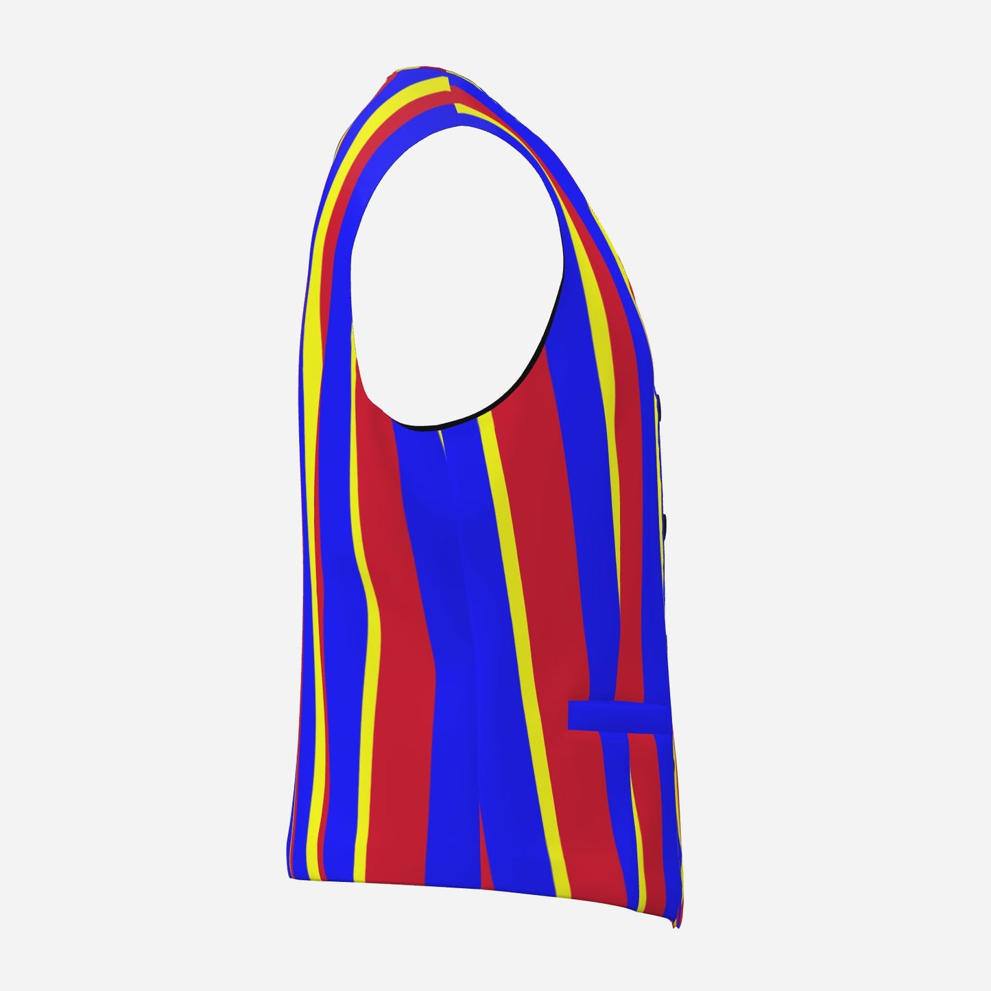 Mens Fancy Vest Clown Stripe Red Blue Yellow Primary Color Waistcoat