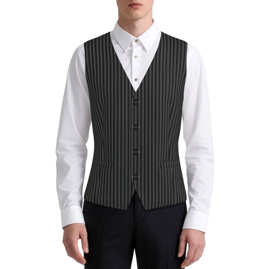 Mens Fancy Vest Dashing Vampire Black Pinstripe Waistcoat